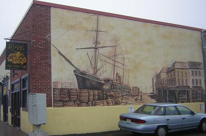 Mural along Commercial Street in Portland, Maine